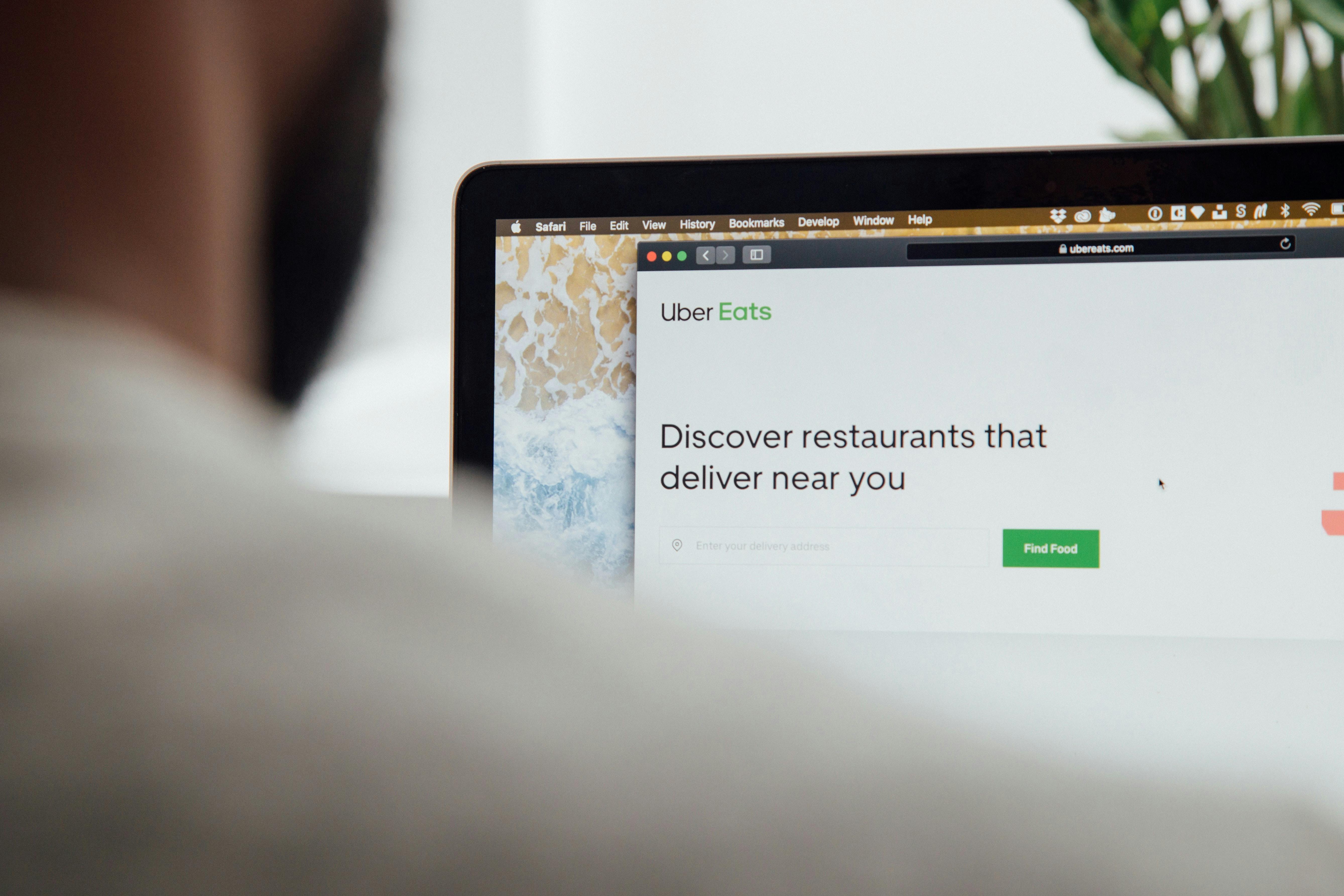 Uber Eats website, online ordering.