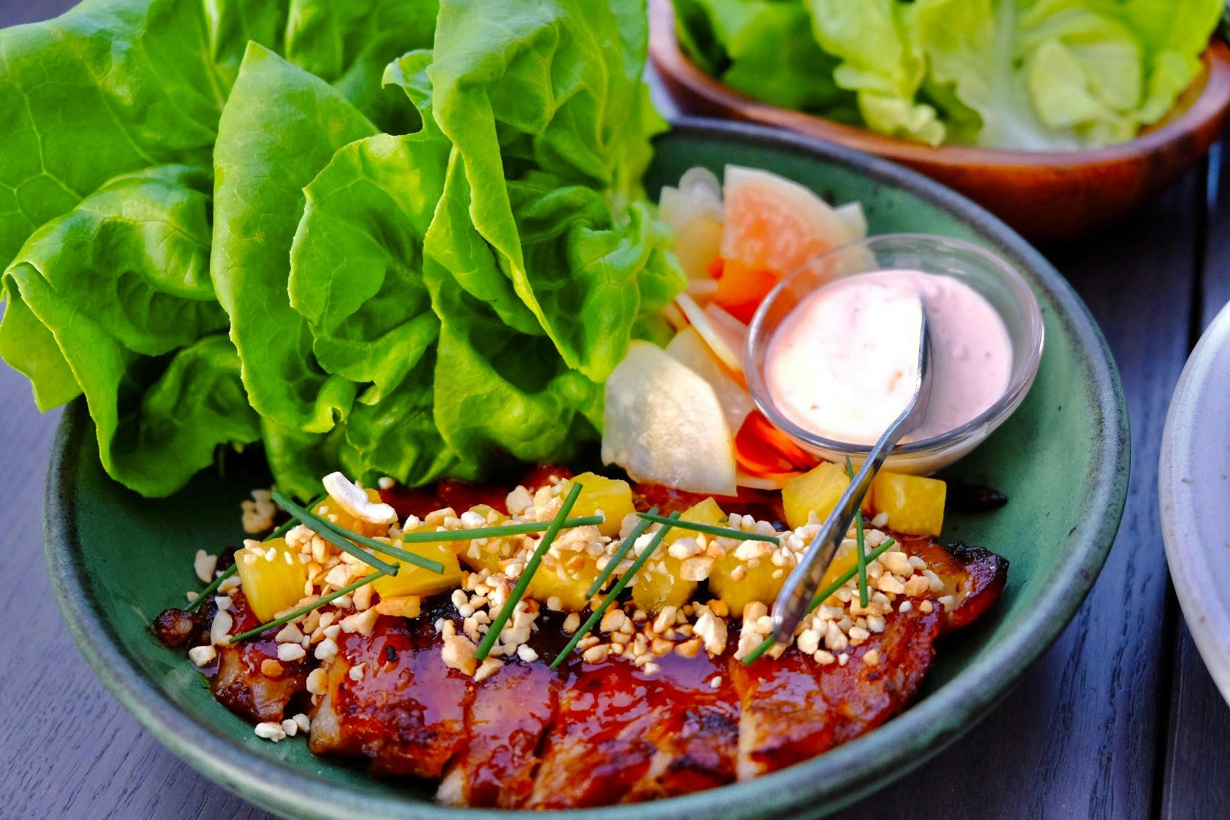 Charcoal Grilled Pork Neck Lettuce Wraps