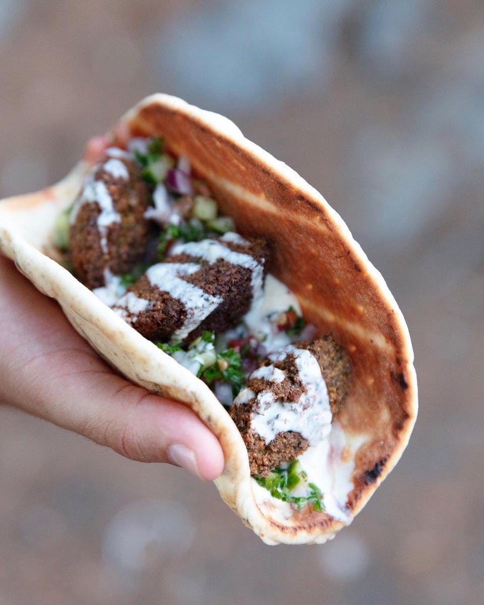 Chef Shai’s Signature Herb Packed Falafels with Zesty Salad and Tahini