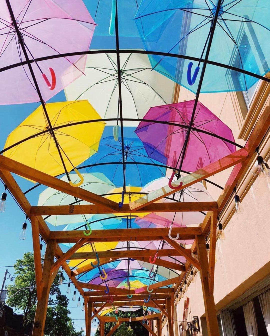 Umbrellas on the patio at Mercado Negro