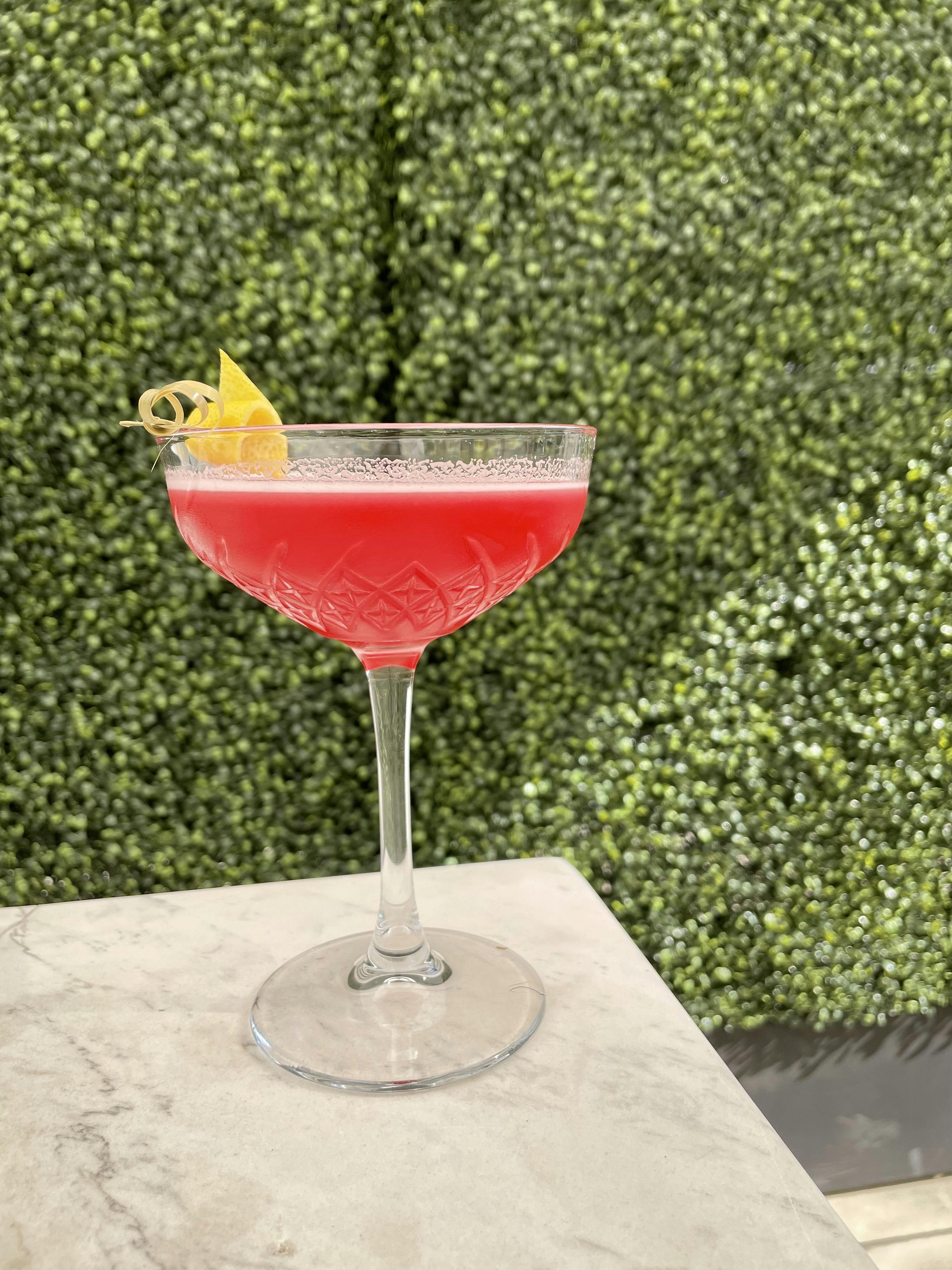 The Brixton Blush Cocktail with house-made sorrel syrup