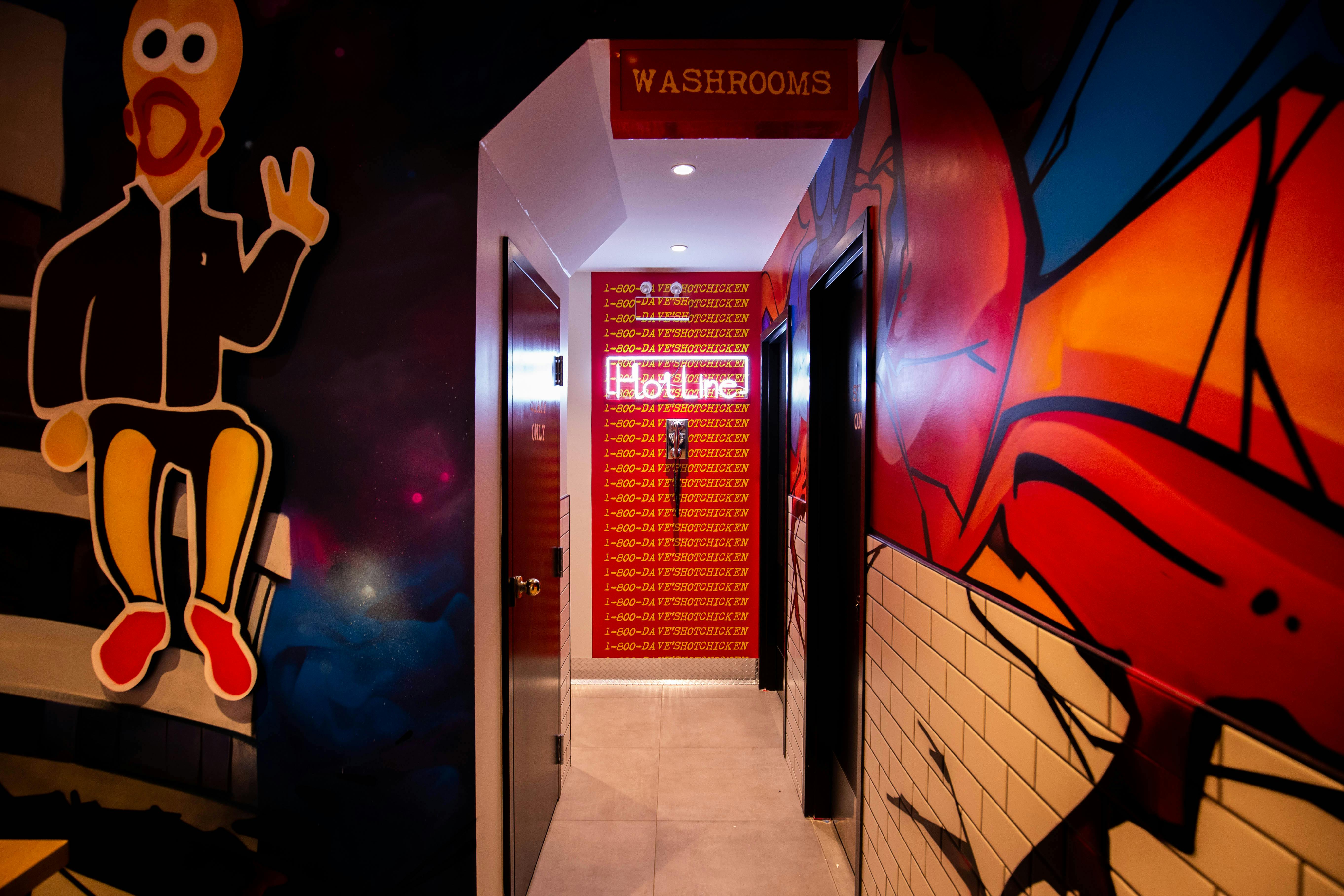 Interior, Dave's Hot Chicken in Parkdale, Toronto, Canada.