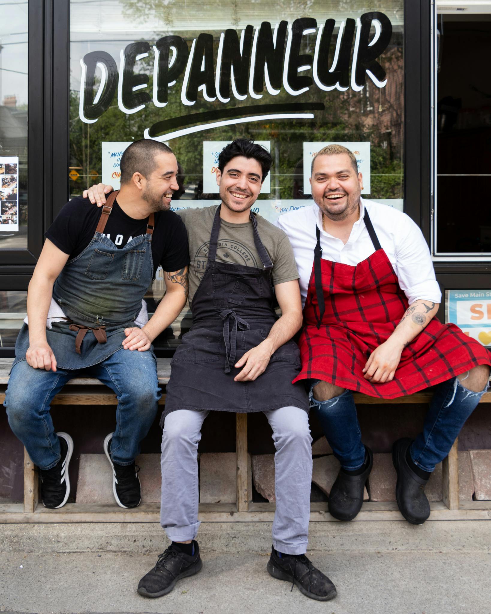 Aaron Okada, Steve Fernandes and Oskar Diaz outside The Depanneur