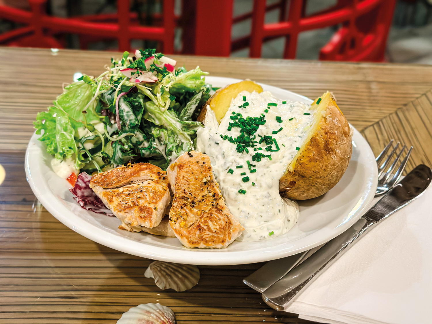 Ofenkartoffel mit Putenstreifen