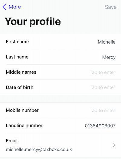 "Your profile" is shown