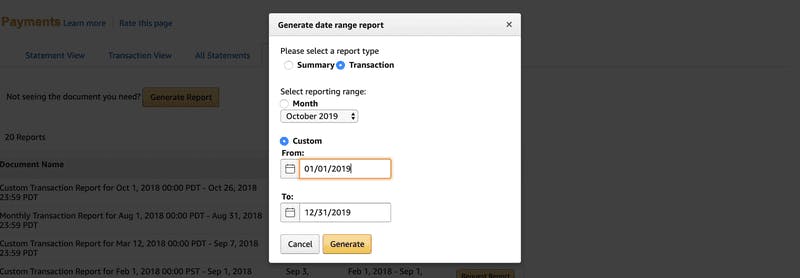 Downloading Transaction 1099 Report Amazon