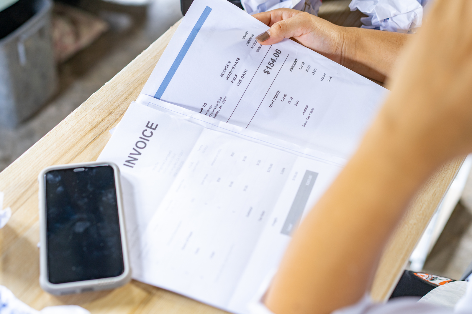 Invoice gives breakdown of transactions