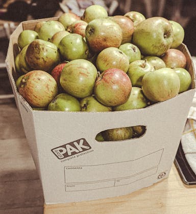 A picture of a box of apples