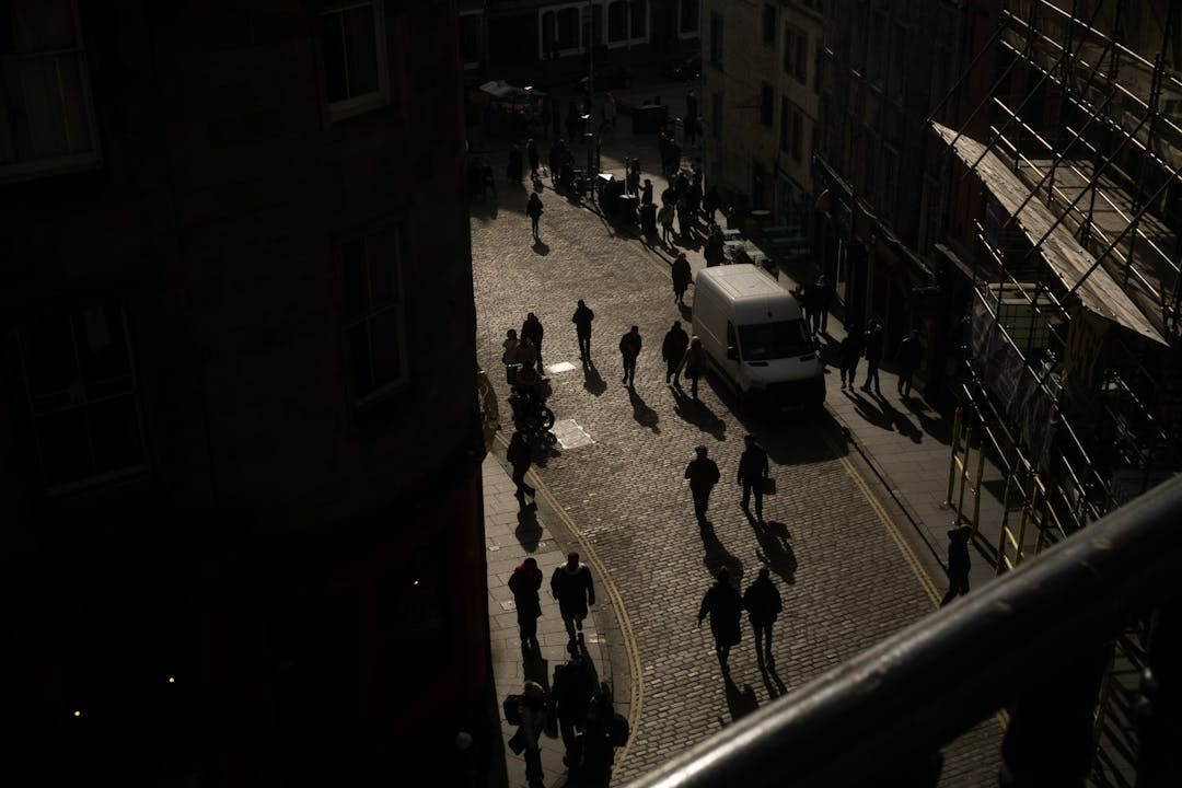 A view from above of a Edinburgh street