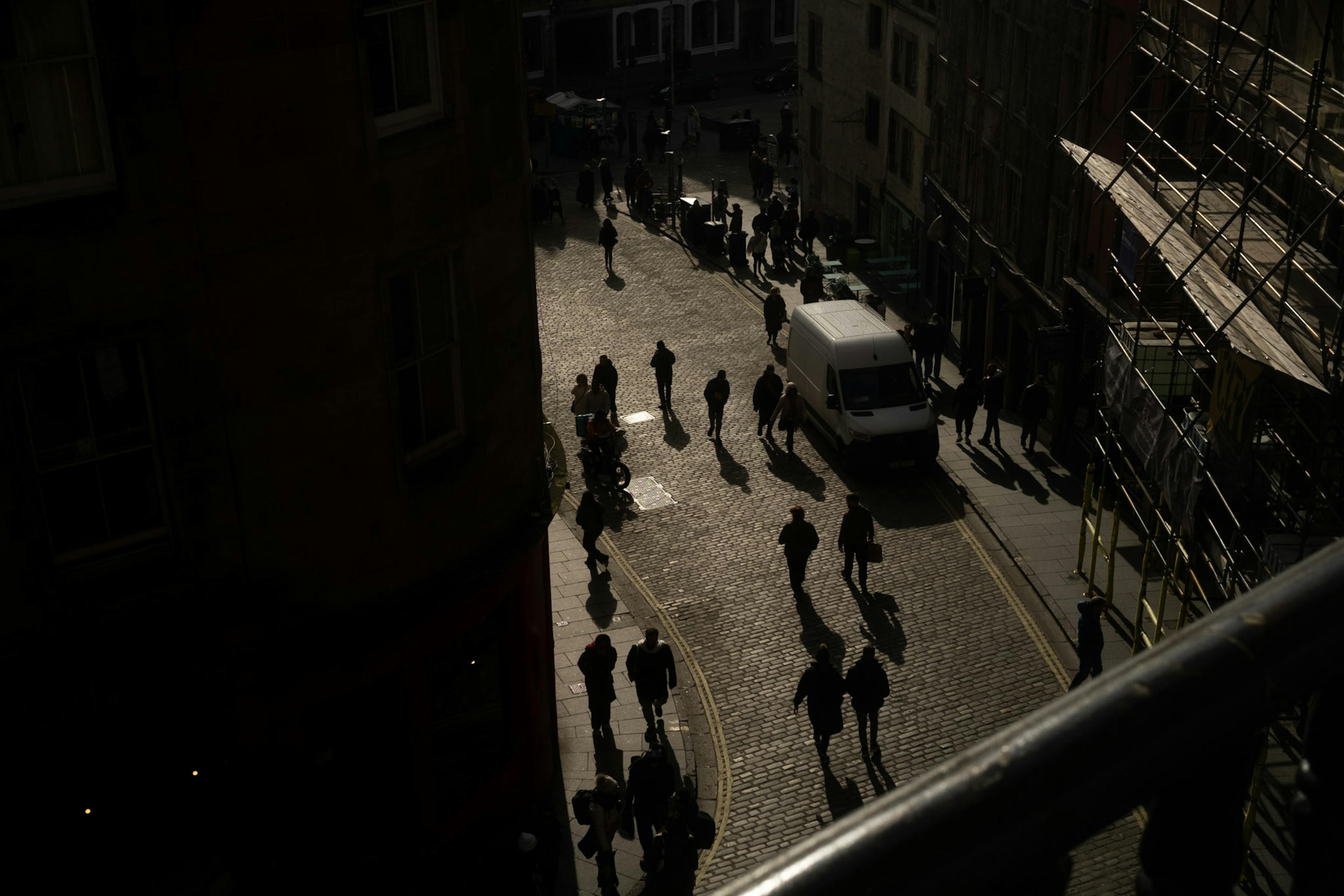 A view from above of a Edinburgh street