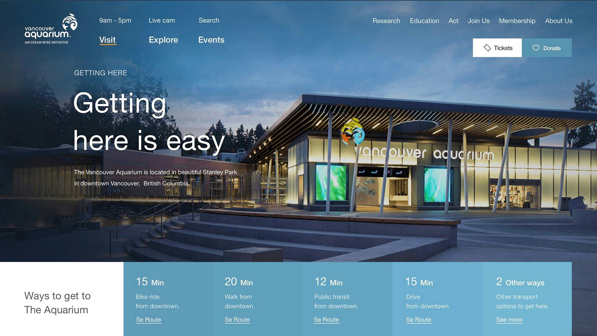 Vancouver Aquarium website redesign