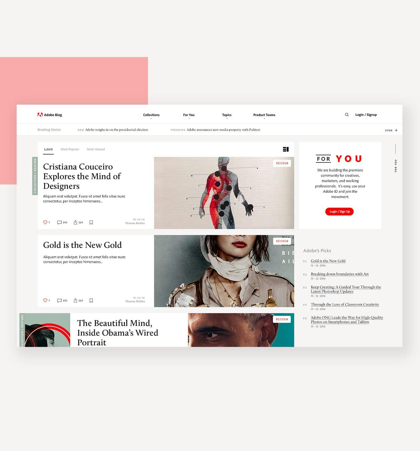 Adobe blog web design by thinkingbox