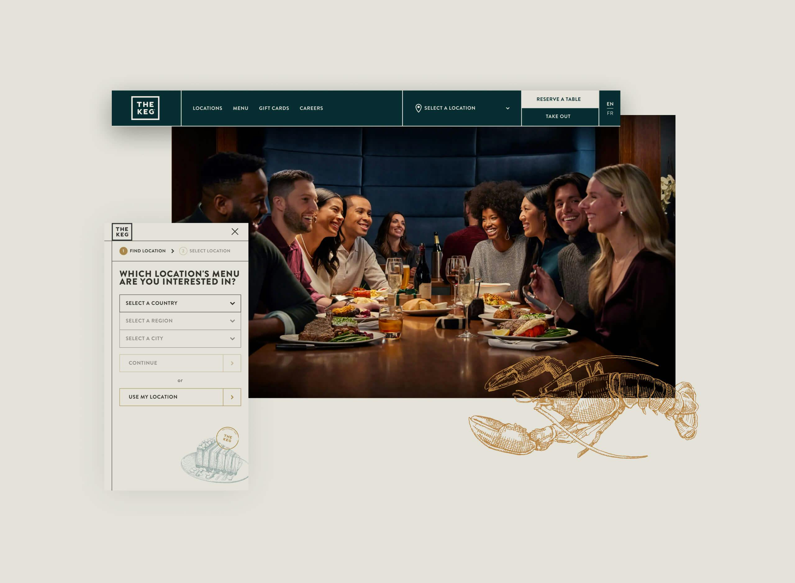 Thinkingbox designed a functional site with great user interface to express the new brand look as well as integrate the Keg's revamped branding.