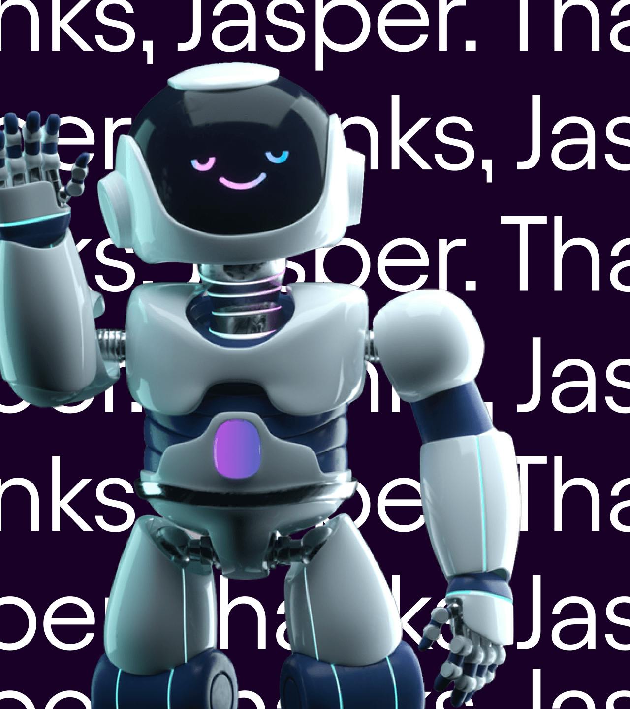 Jasper mascot robot that helps you navigate through jasper's features.