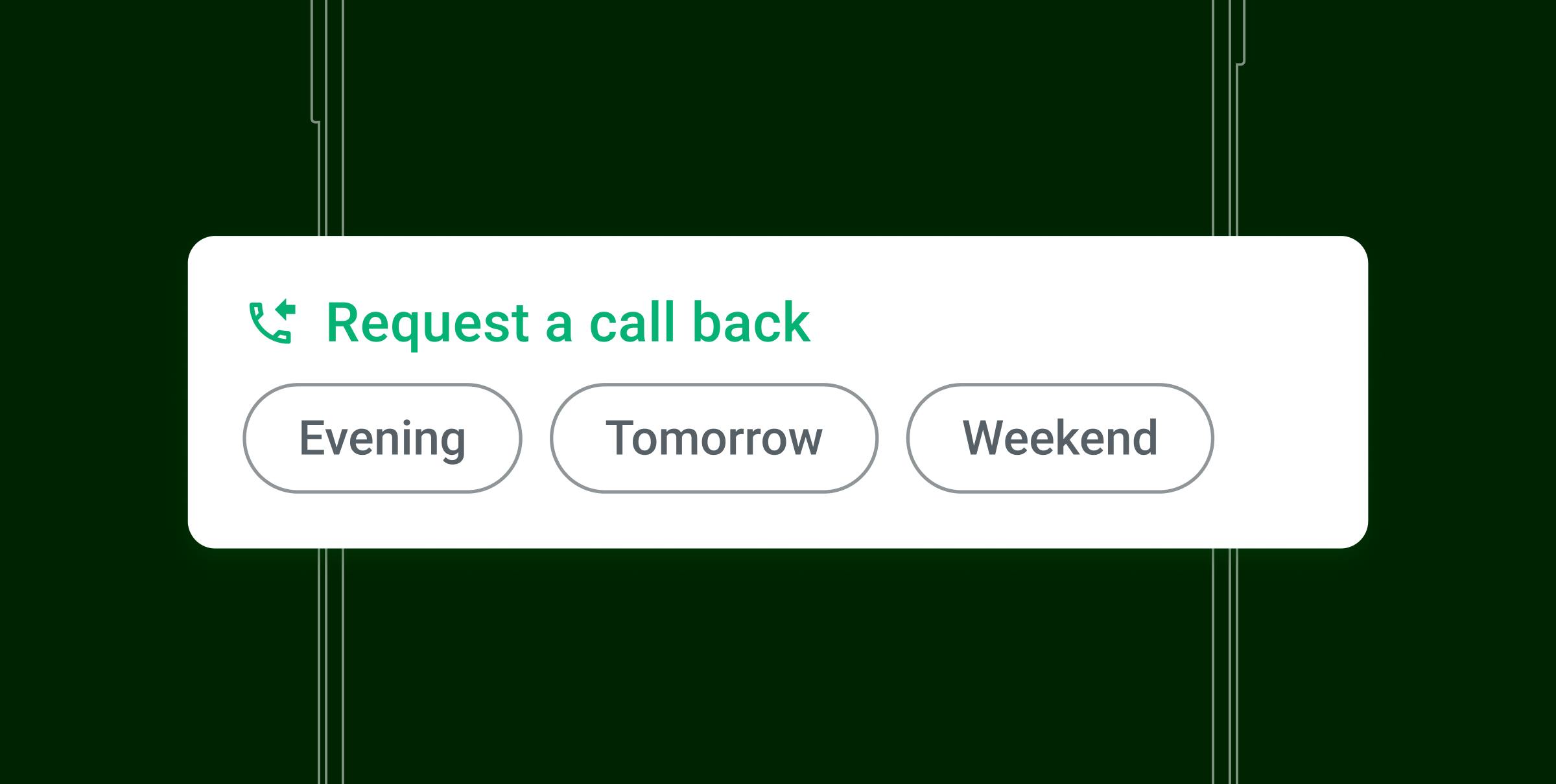 Showing how the Call back notification with three slots appears 