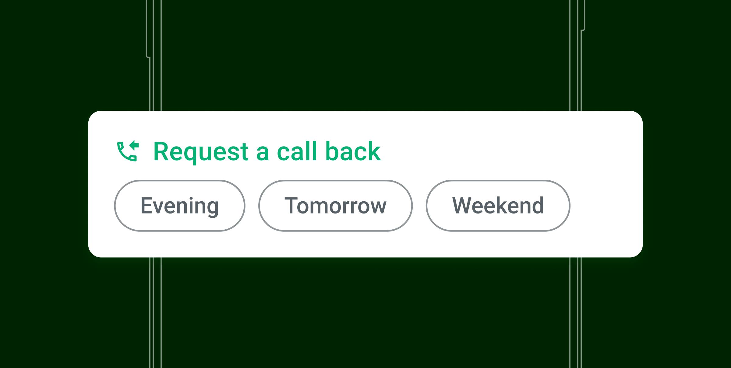 Showing how the Call back notification with three slots appears