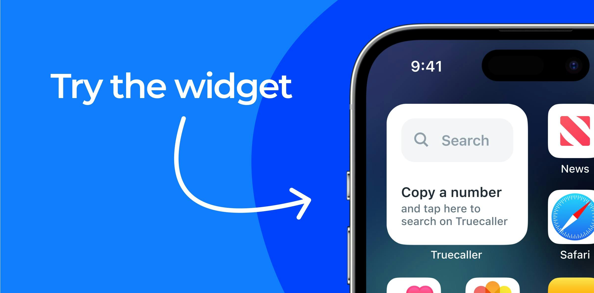 Search for a number directly from your home screen using the Truecaller Widget