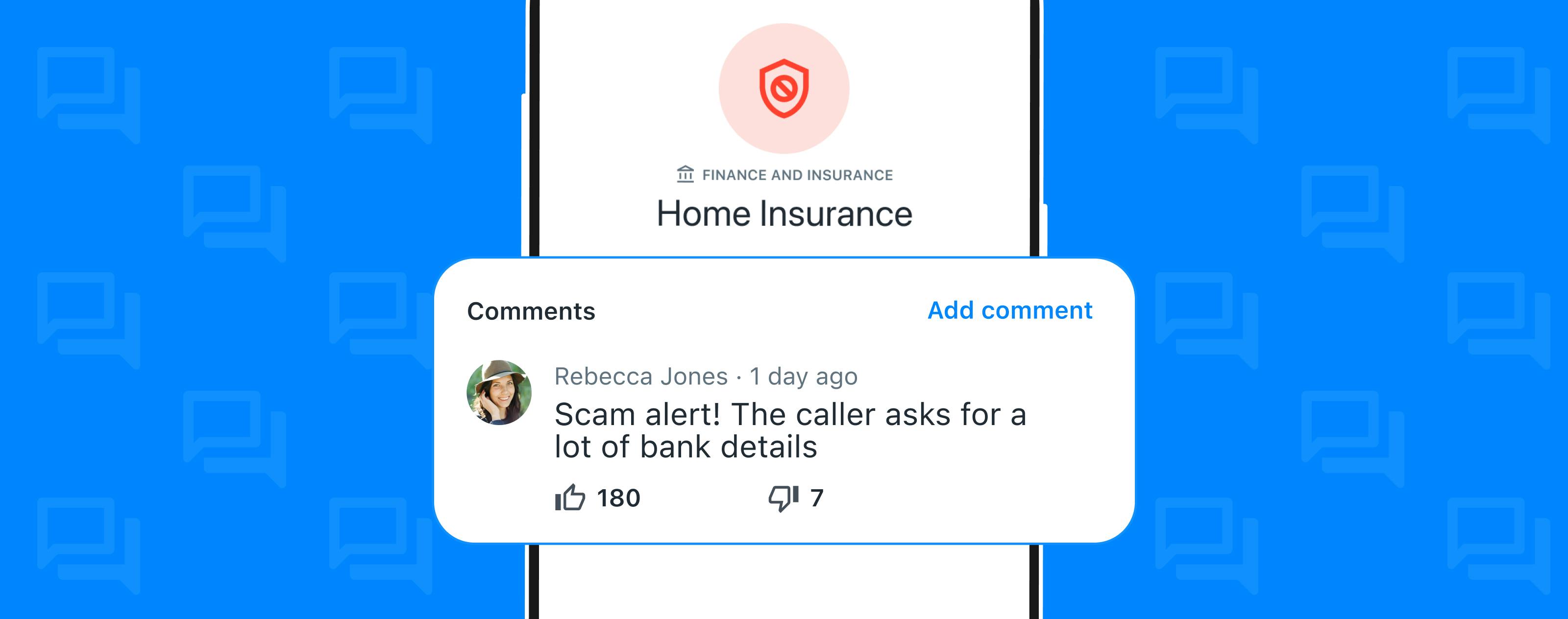 Truecaller app comment section with a user comment providing insights on a call