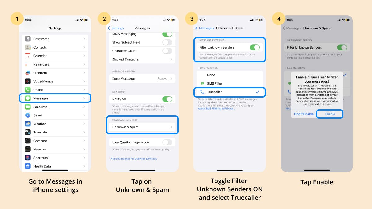 Image shows step by step process of how to enable the feature