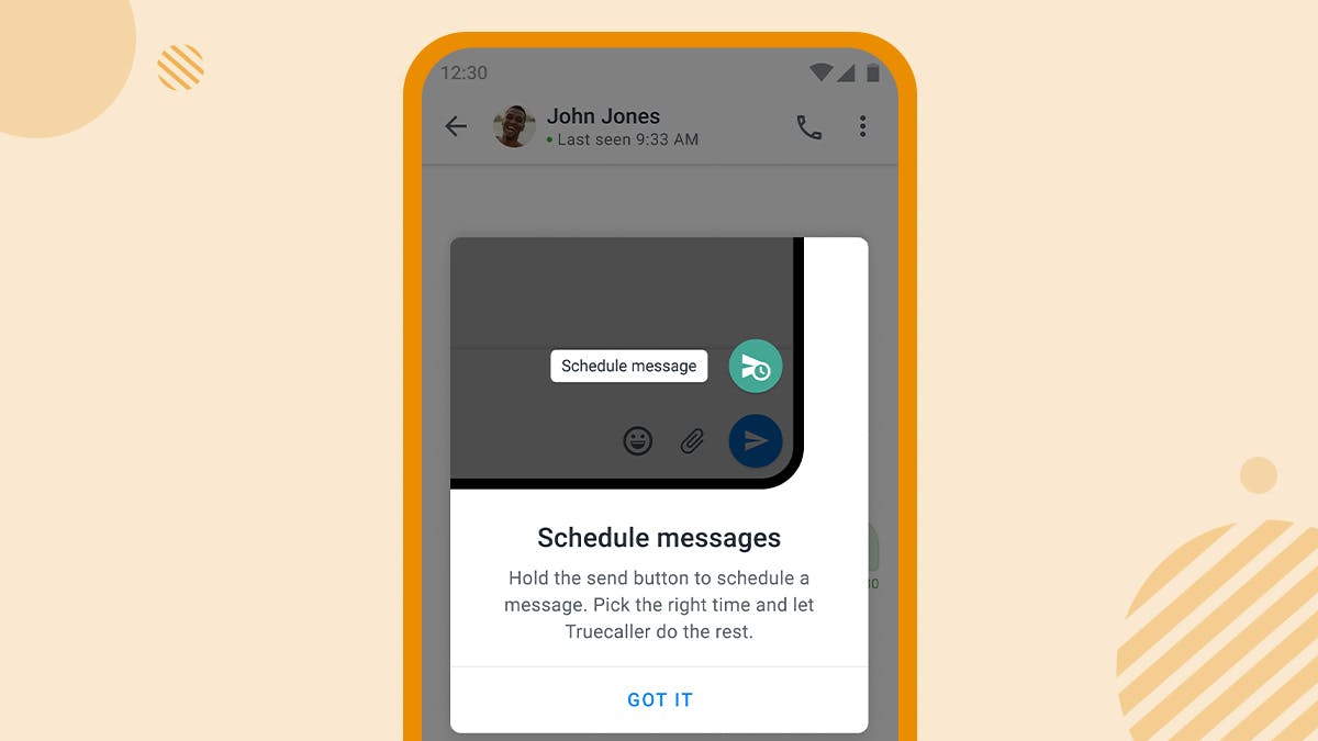 Image shows how someone can schedule a message on the app