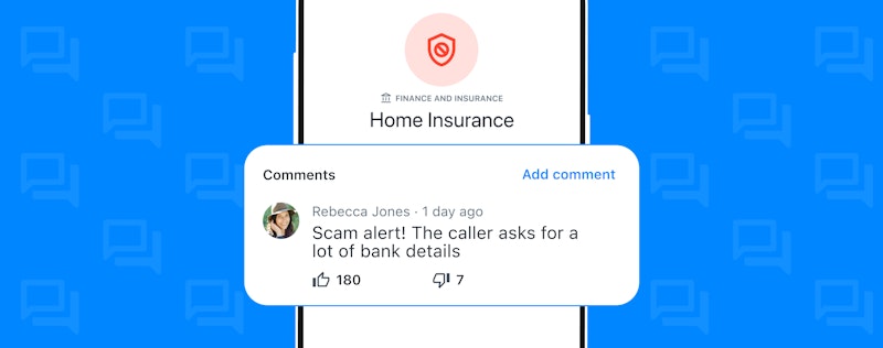 Truecaller app comment section with a user comment providing insights on a call