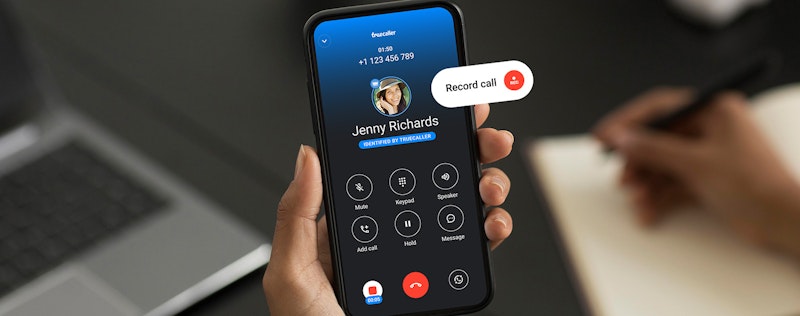 Phone screen showcasing a call being recorded.