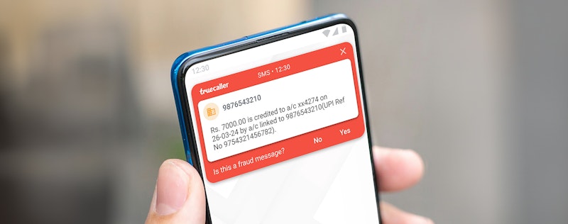 Screen showing a fraudulent sms