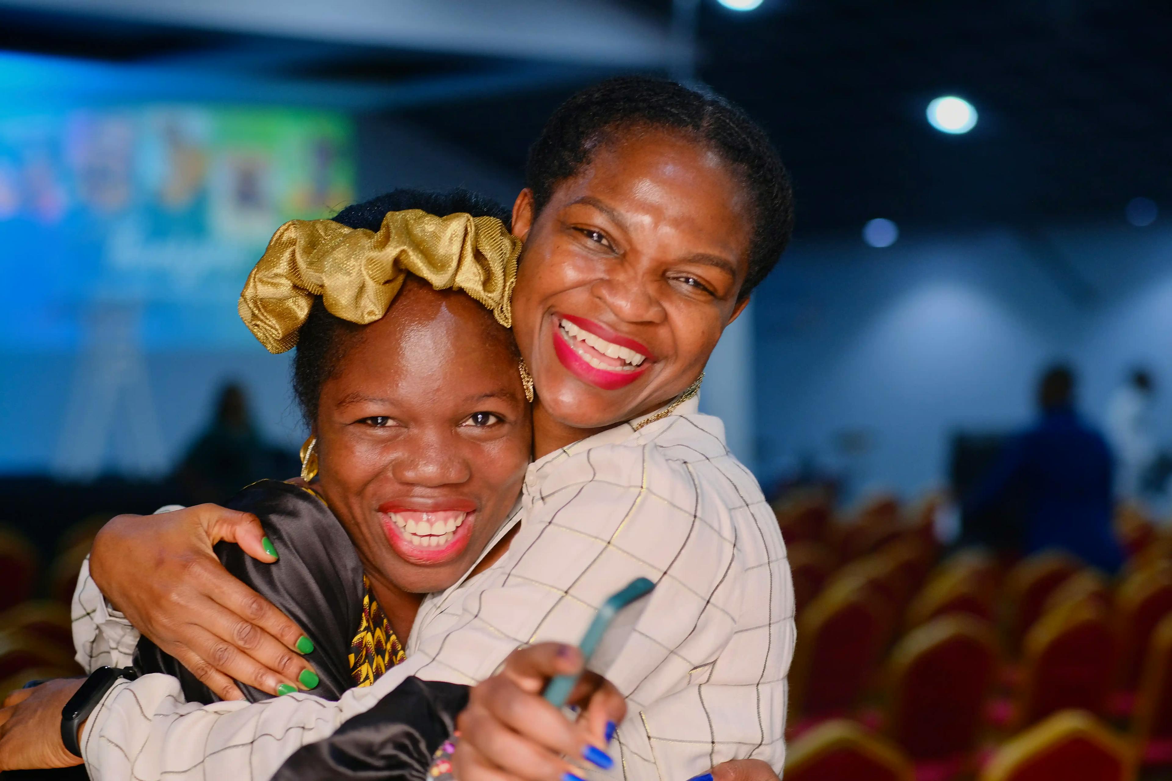 two women hugging