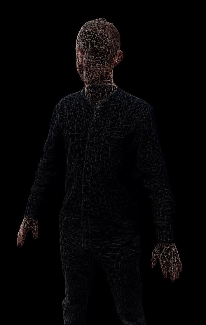 Wireframe rendering of 3D scan of Tom