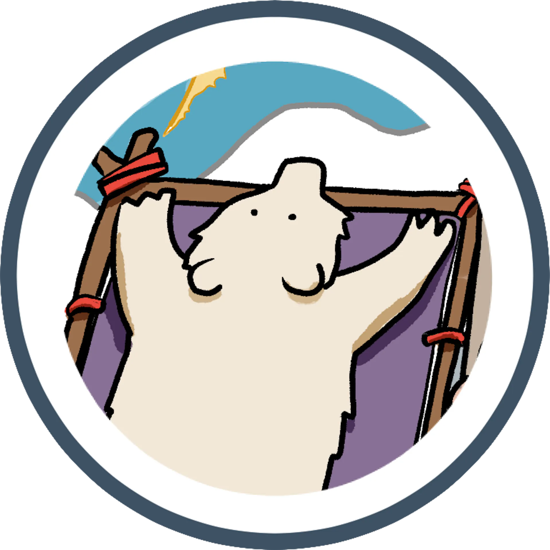 An illustration depicts a polar bear pelt stretched out to be processed on a vertical panel. 