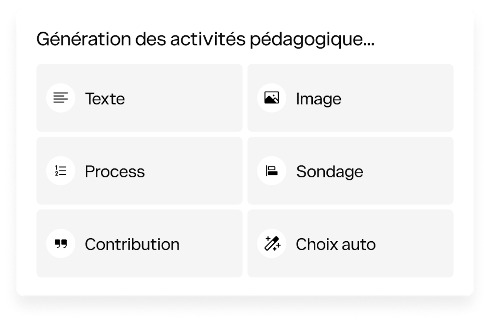 Génération des activités pédagogique...