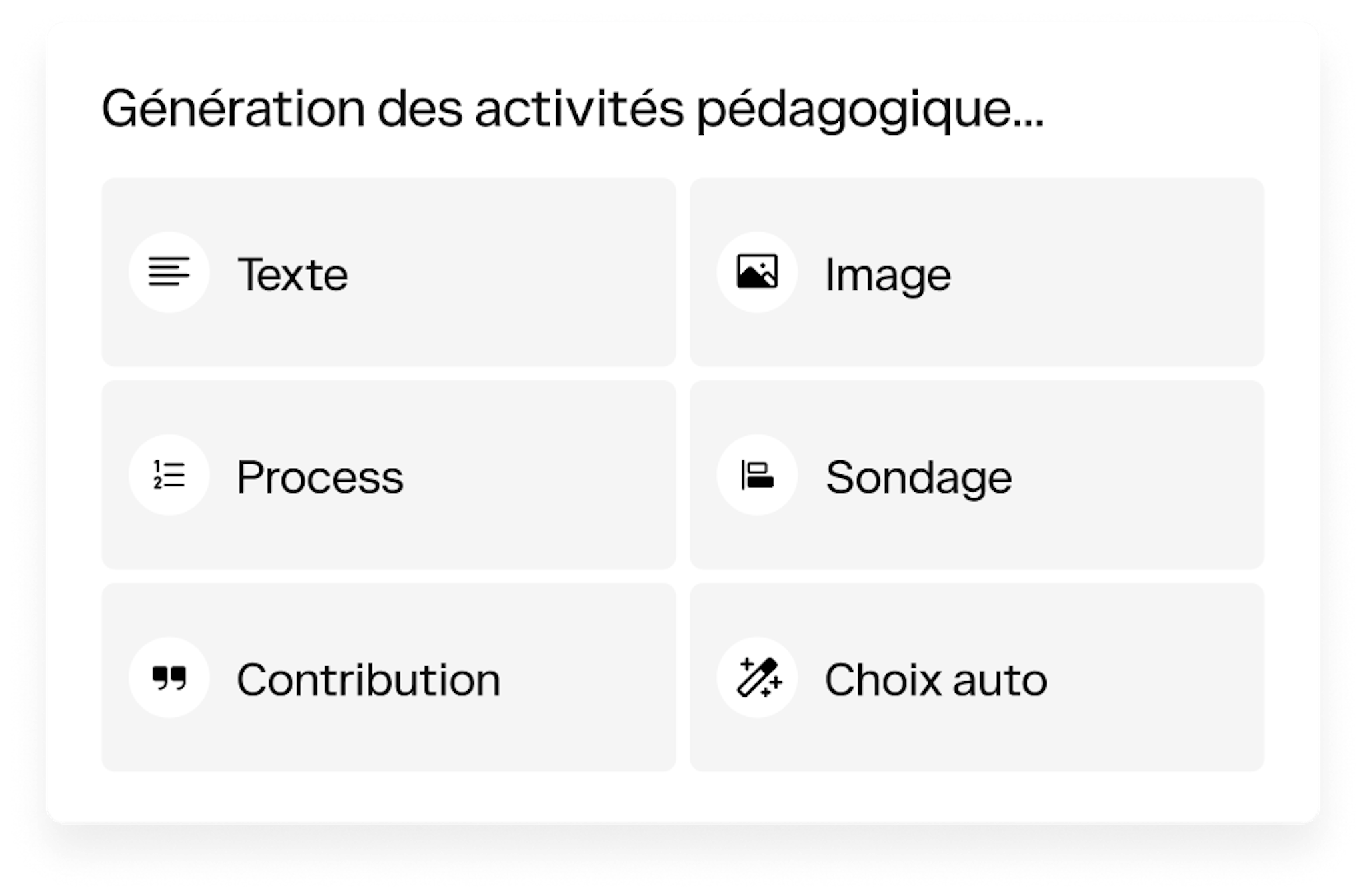 Génération des activités pédagogique...