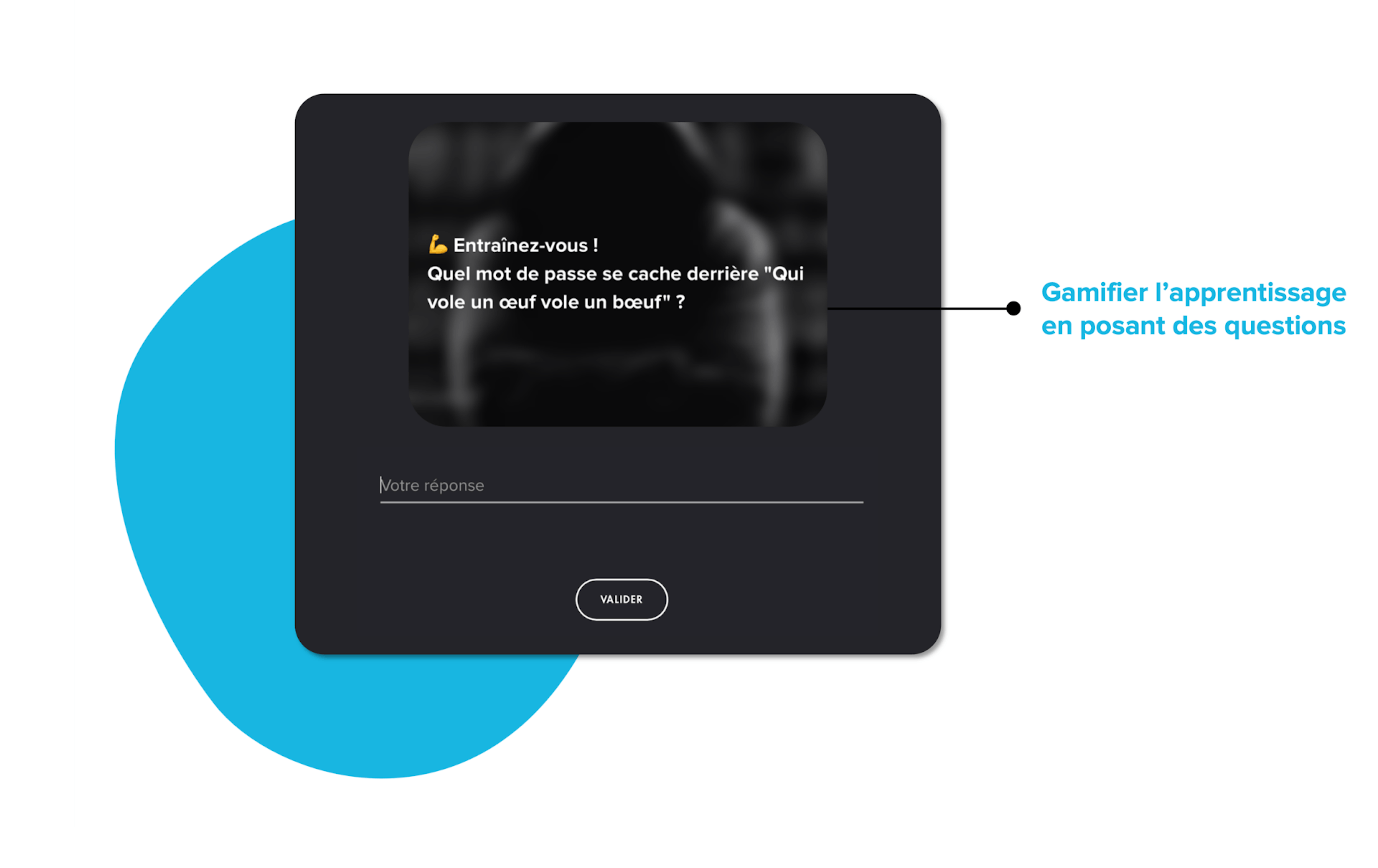 Quiz the learner in a playful way in a rapid-learning module to train them on cybersecurity rules.