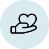Heart into hand icon
