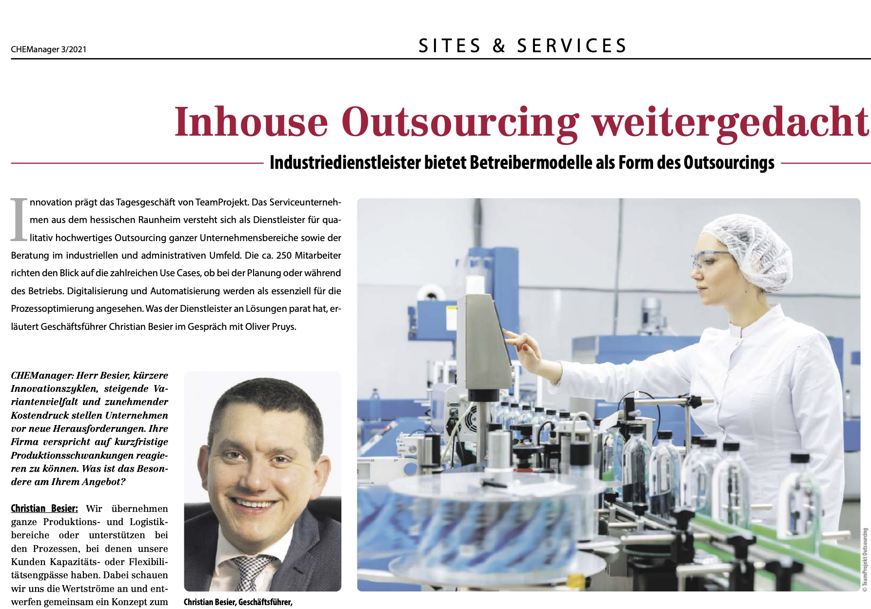 CHEManager Interview Betreibermodelle