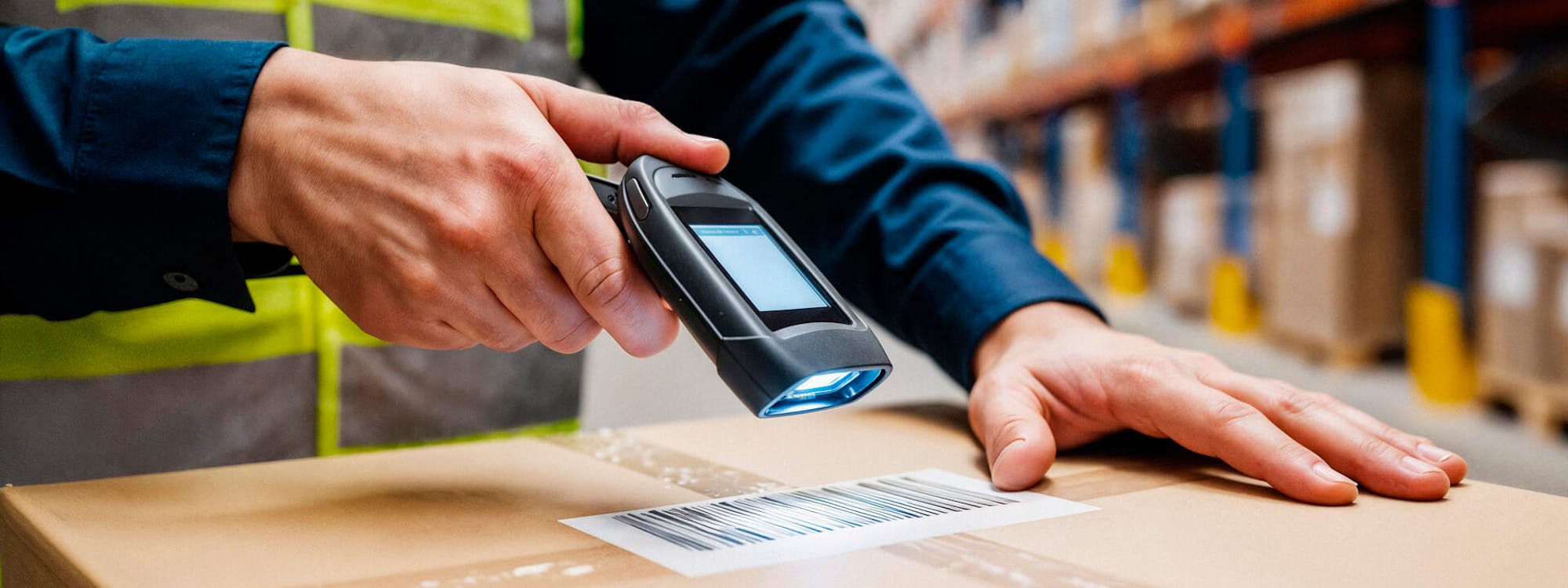 Mitarbeiter im Lager, der den Bestand prüft