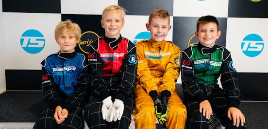 Kids on karting podium