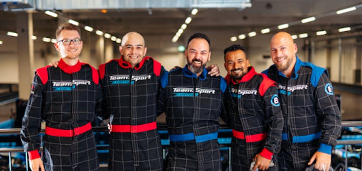 Male group in race suits
