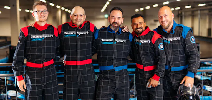 Male group in race suits