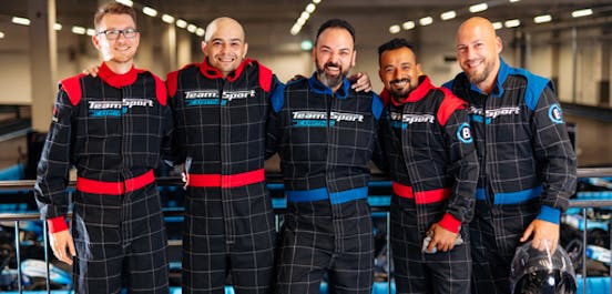 Male group in race suits