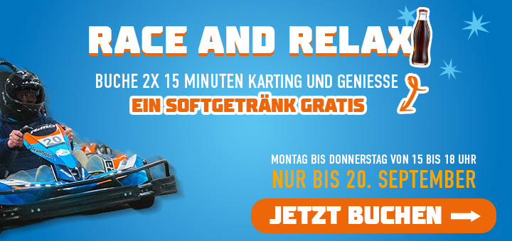 Race and Relax Aktion mit Gratis Getränk