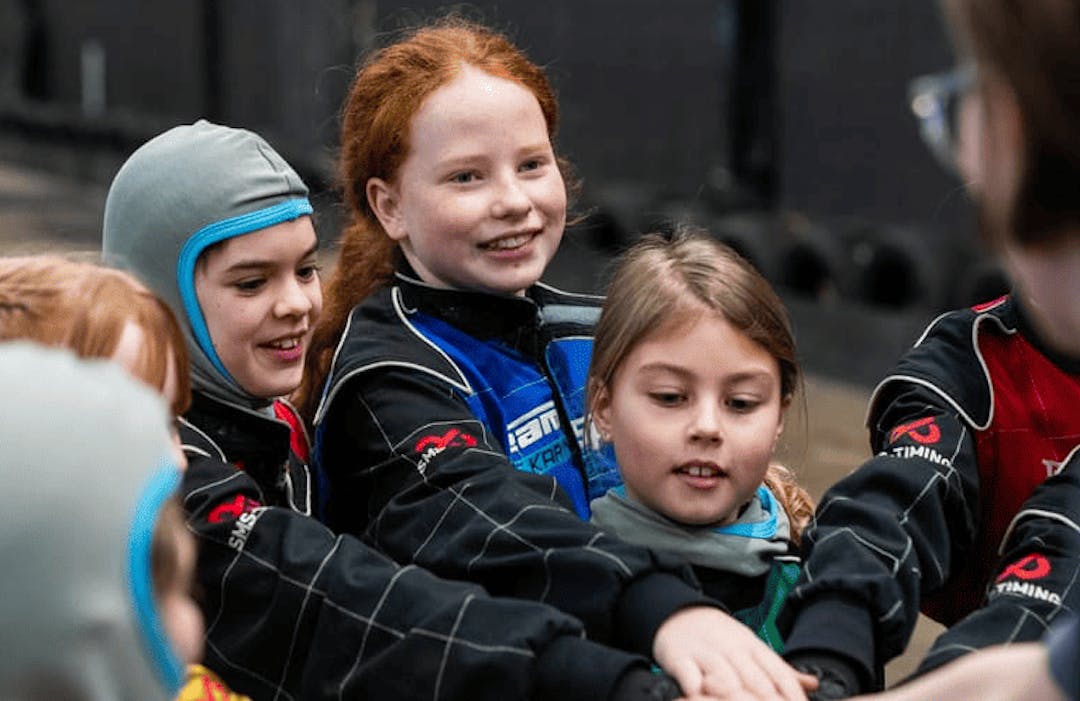 Girls Karting Academy Lesson Hands in a circle