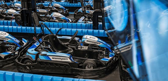 Blue E-kart in pits