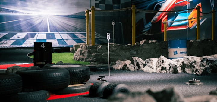 Auschnitt von Loch 3 auf dem Minigolf Platz