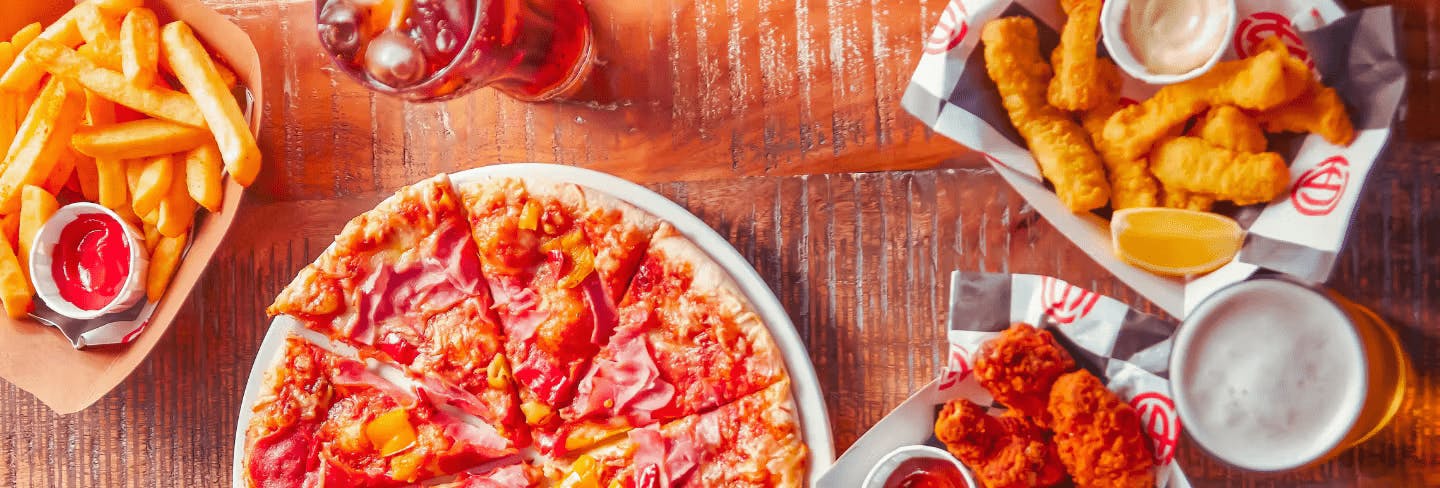 Buffet Of Pizza, Chips, Chicken Bites