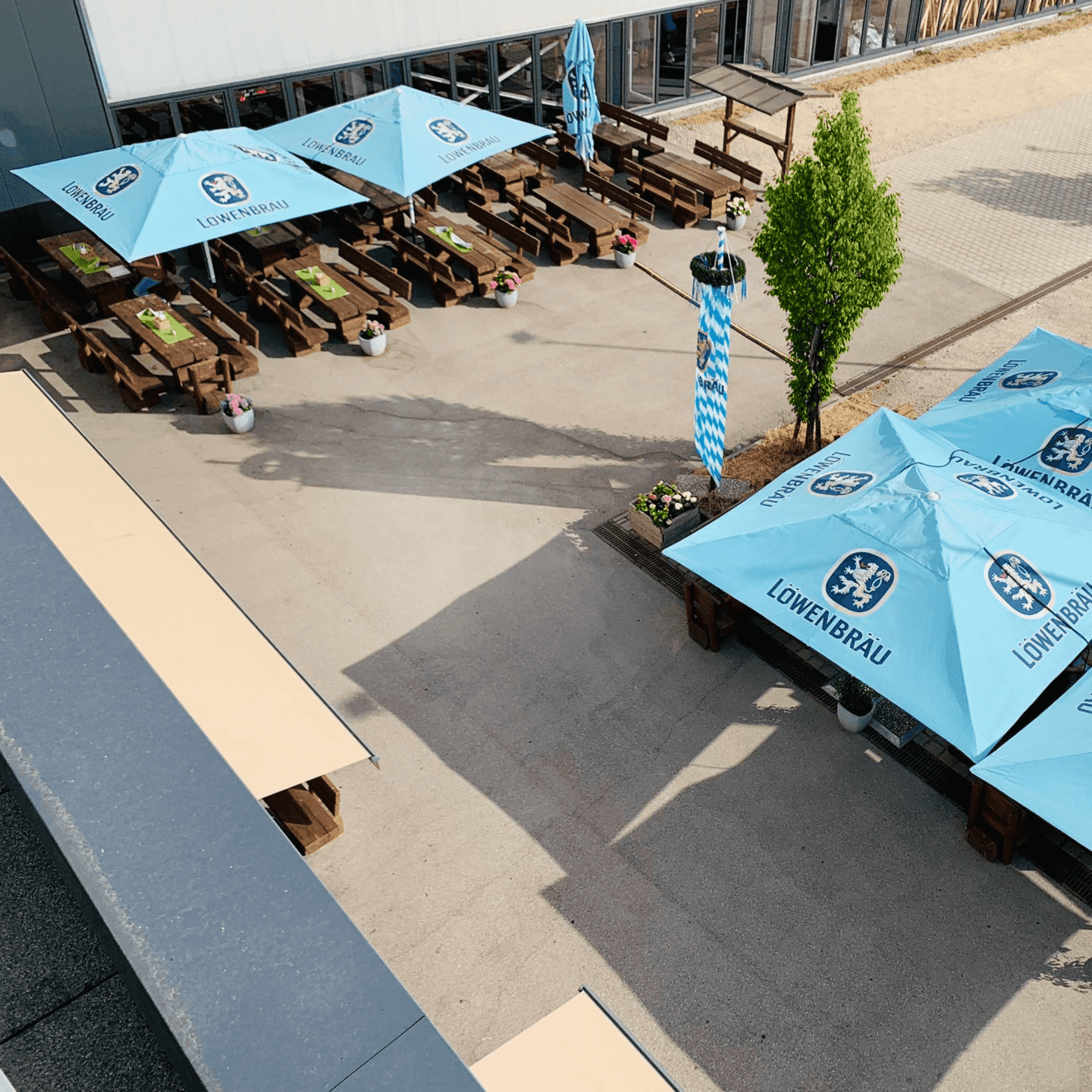 Der Biergarten von oben aufgenommen