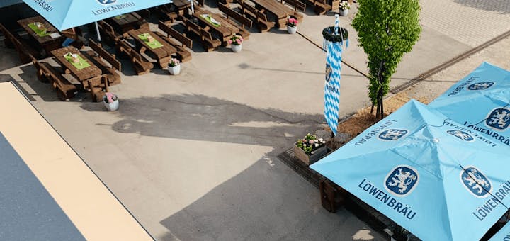 Der Biergarten von oben aufgenommen