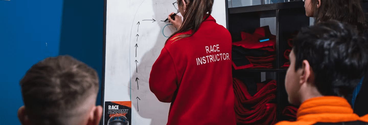 race instructor teaching race academy session