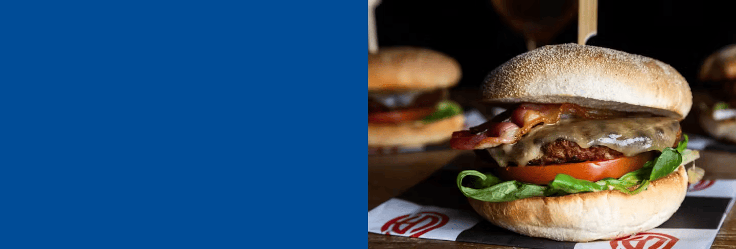 split banner with burger