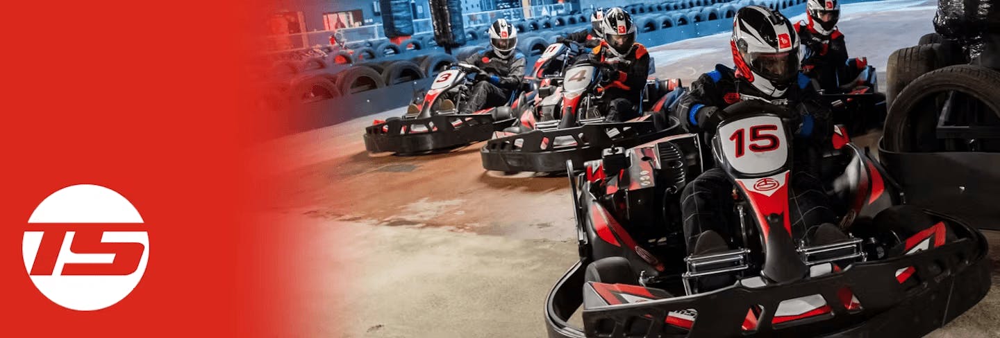 Red Banner with Karters in Red Petrol Karts